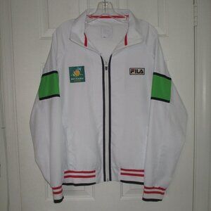 FILA Mens L/S BNP Paribas Tennis Open White Full Zip Windbreaker Jacket - Large